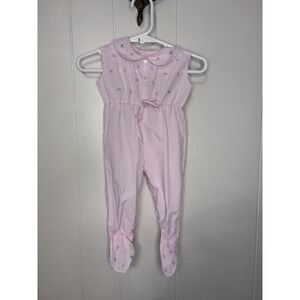 Vintage Dainty Pink Footie Romper Outfit 6-9 Months Best Guess Baby Girl